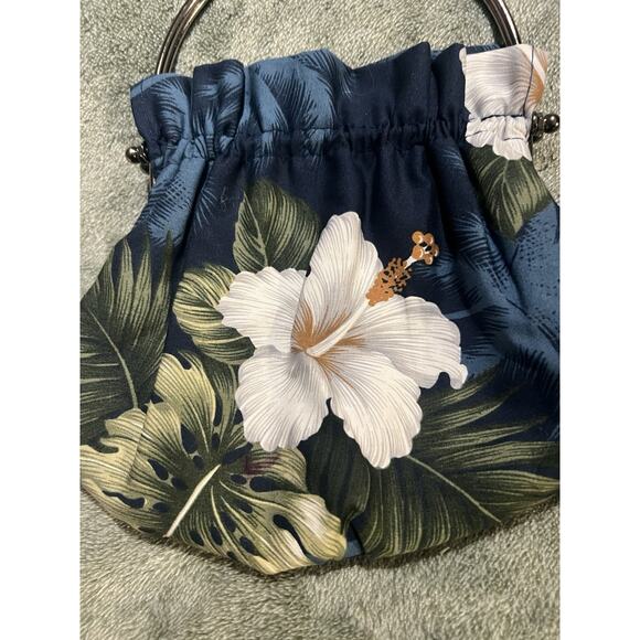 VTG Hawaiian Aloha Print Cotton Barkcloth Luau Hand Bag Retro 10x9 - Picture 8 of 9